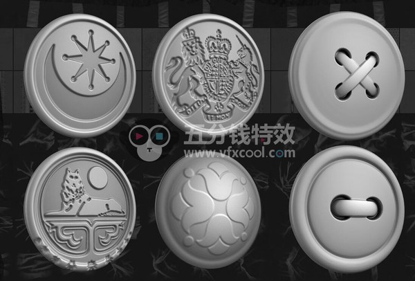 150组Zbursh布料褶皱纽扣雕刻装饰纹理笔刷等素材合集!