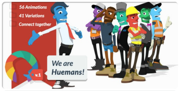 三维彩色卡通角色人物主持人职业介绍MG动画ae片头工具包模板