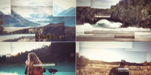 AE模板-图形切割视差图片开场!