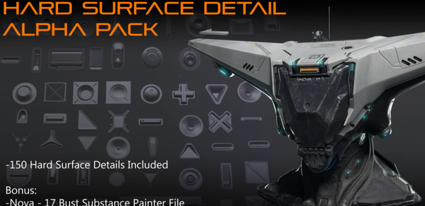 硬表面凹凸Alpha法线贴图素材包，适用于 Substance Painter, 3ds Max, Maya, Zbrush, Keyshot 等软件