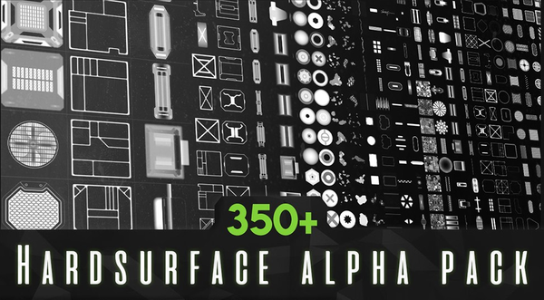 350+ 科技感硬面深度置换贴图素材，机械硬表面制作必备！