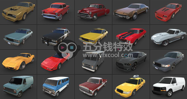 美式风格汽车3D模型大全!