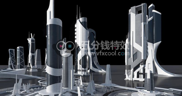 大型未来科幻建筑场景模型！