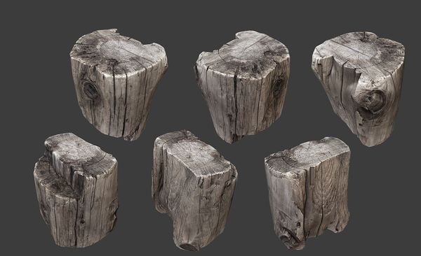 木桩朽木旧木头精细3D模型合集