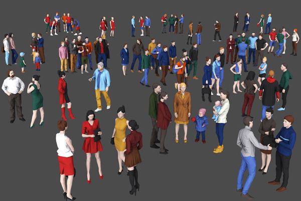 [人物模型] 低多边形人物三维卡通模型工程文件