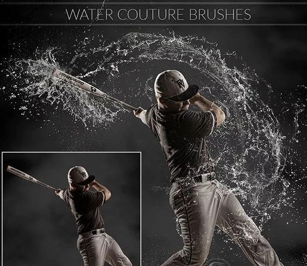 超酷爆炸式水花缠绕水滴水群飞溅特效PS笔刷(笔刷+PSD+教程)