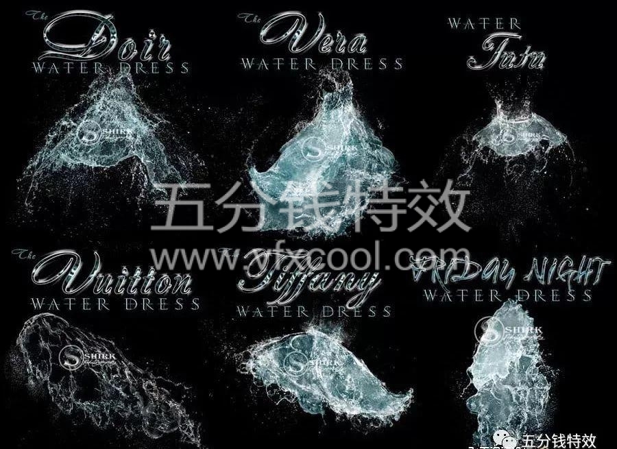 超酷爆炸式水花缠绕水滴水群飞溅特效PS笔刷(笔刷+PSD+教程)