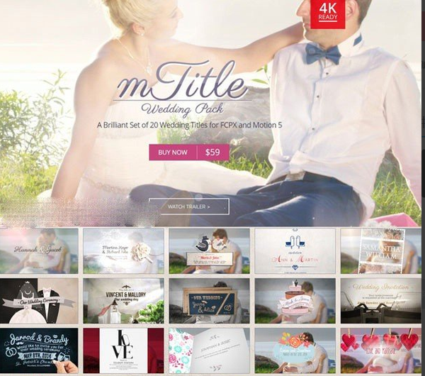 FCPX插件20个浪漫婚礼文字标题动画插件