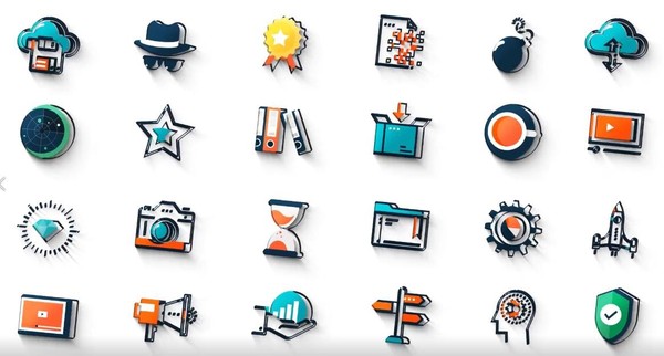 [MG图形] 线条图标ICON动画AE模板- Icon Animator