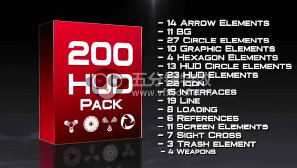 200种科技感HUD界面动画元素HUD Modern Pack AE模板
