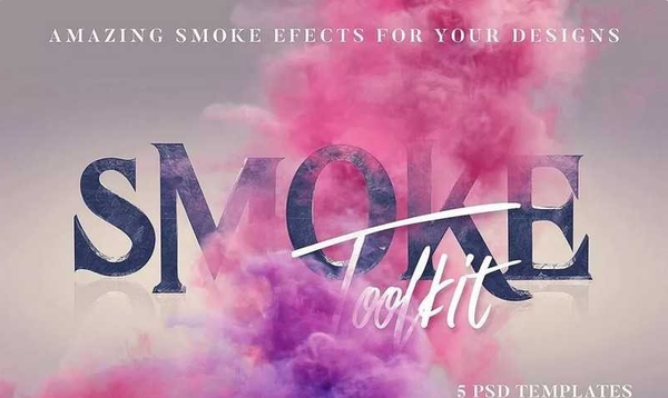 PS彩色烟雾特效扩展包(烟雾形状、笔刷、背景纹理) Smoke Toolkit Extra