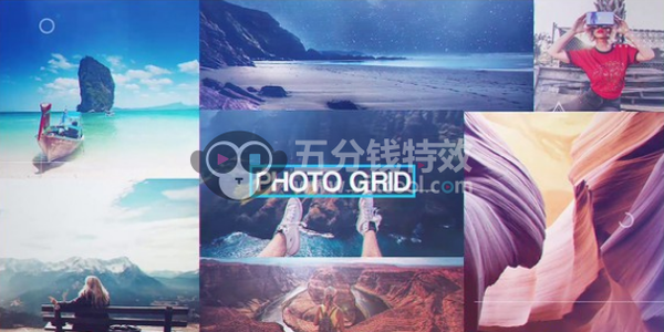 [相册动画] AE模板-分屏照片相册视频展示片。