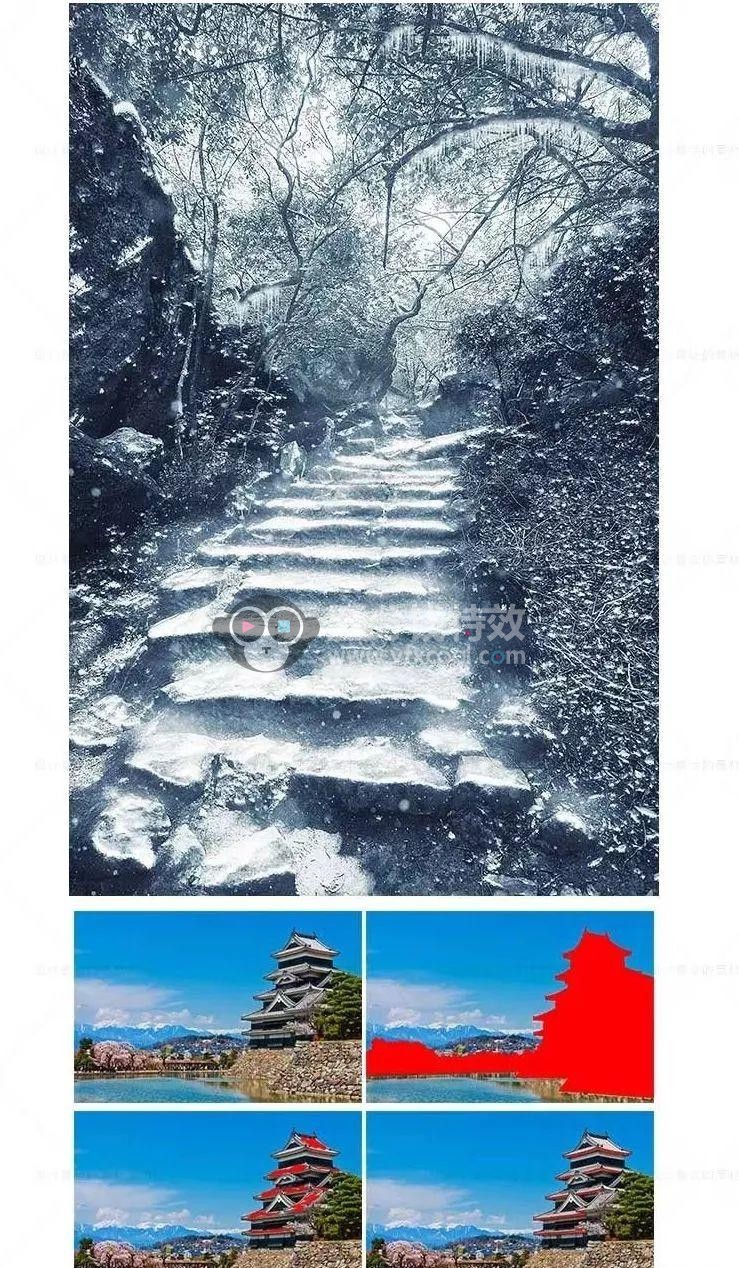 PS火焰／水墨／羽毛／水纹／魔法光／飞溅粒子／雪景特效制作合集，一键生成！