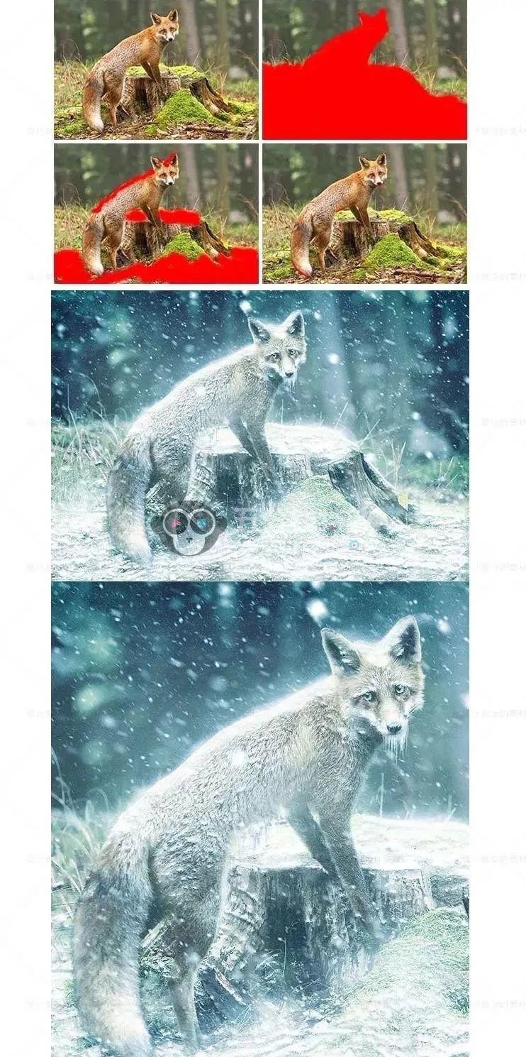 PS火焰／水墨／羽毛／水纹／魔法光／飞溅粒子／雪景特效制作合集，一键生成！