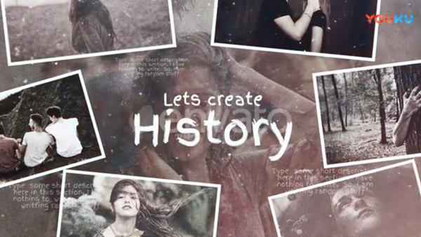 [回忆] 历史回忆照片相册开场AE模板- Lets Create History ！