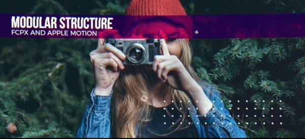 FCPX插件-信号干扰画面损坏图文包装视频展示片头