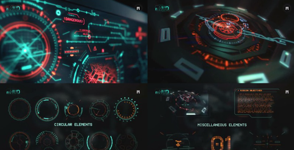 [FCPX 插件] FCPX插件:50组高科技HUD钢铁侠信息元素 mHUD+带通道视频素材！