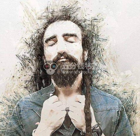 PS照片转素描插画效果动作!