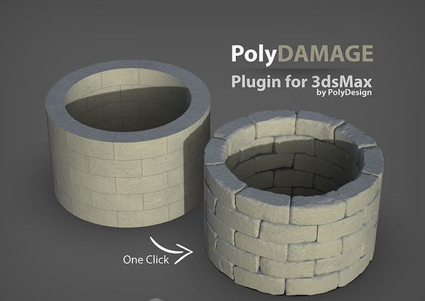 3DMax 自动雕刻石头细节插件PolyDamage
