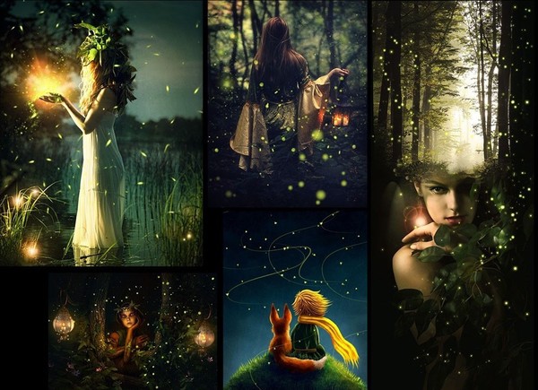 [炫光光效笔刷]Rons梦幻氛围荧光萤火虫魔幻光效笔刷-后期修图合成笔刷素材！