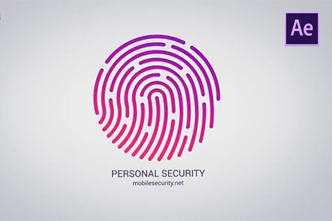 [logo展示] 指纹验证Logo动画AE模板- Fingerprint logo