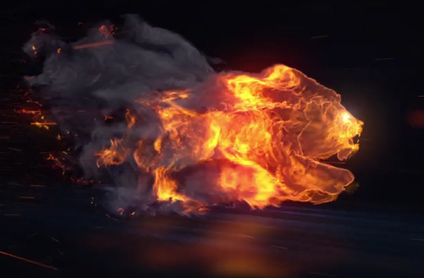 PR模板-快速火爆奔跑火狮烟雾粒子火焰特效LOGO片头