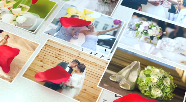 婚礼相册飘落照片墙戒指开场 AE模板-Wedding