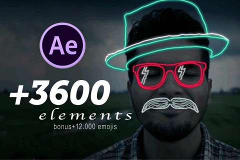 AE插件-3600组字幕条标题指示线图形元素背景转场社交网络图文排版设计包装动画预设