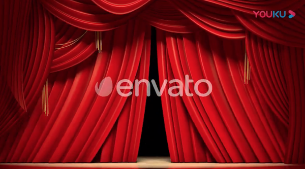 红幕布拉开视频素材 Red Stage Curtains Opening