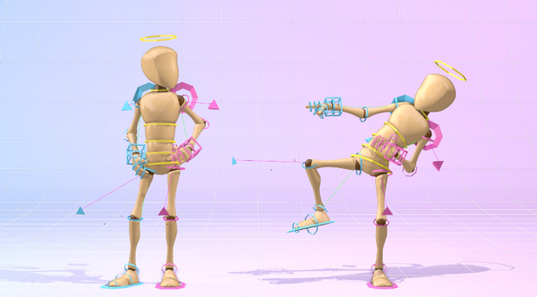 5组栏目包装小人玩偶机器人骨骼绑定C4D预设 工程文件