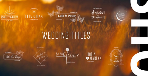 PR预设-50组MOGRT婚礼视频字幕Wedding徽章文字标题动画效果