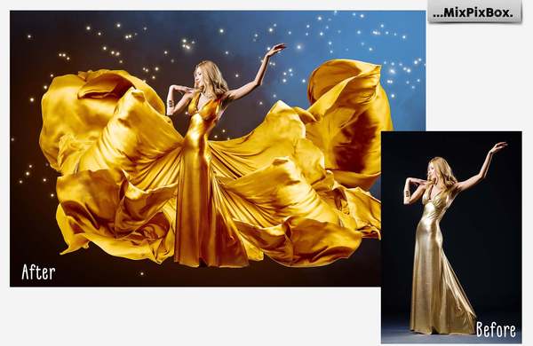 [影楼背景] 44款影楼婚纱大片金色绸缎丝绸裙摆拖尾婚纱飘纱PNG合成素材