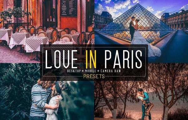 [婚礼LR预设] 巴黎旅拍婚纱人像Lightroom预设/APP预设 20 Love In Paris Presets