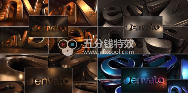 [logo动画] 三维LED灯光Logo动画AE模板- LED Gold Title