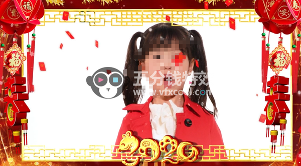 ae模板-拜年模板红色喜庆2020鼠年拜年边框AE模板