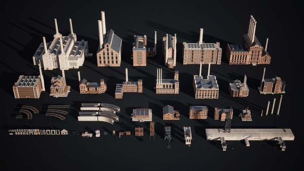 3D模型-工地码头3D模型包  支持OC 3dmax c4d等软件