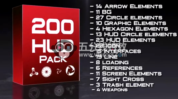 200个酷炫现代科技感HUD动态元素包 HUD Modern Pack