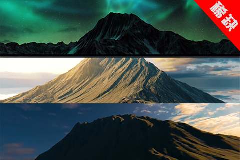 超级地形预设包含贴图及模型Element 3D/E3D高山雪山外星地表地形模型预设 Terrascape