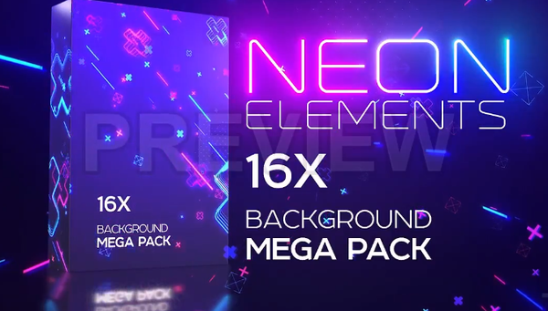 4K视频素材-16组霓虹发光图形背景循环动画 Neon Elements Background Pack