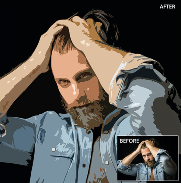 PS动作照片转卡通插画特效PS动作 Cartoonize Photoshop Action