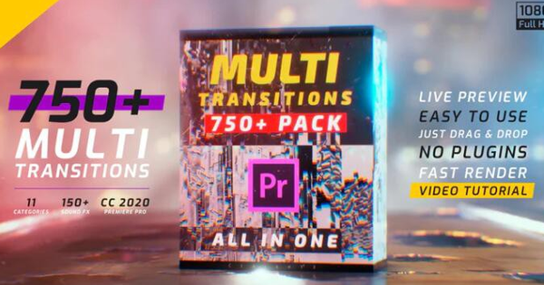 PR模板-750+种视频转场过渡动画Transitions Pack Premiere