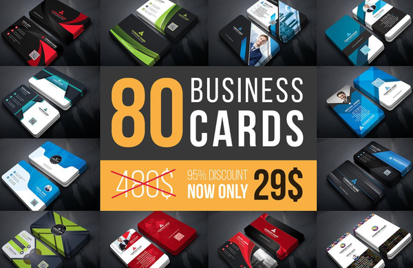 80组现代和专业名片设计样机模板集合 Business Cards Mega Bundle