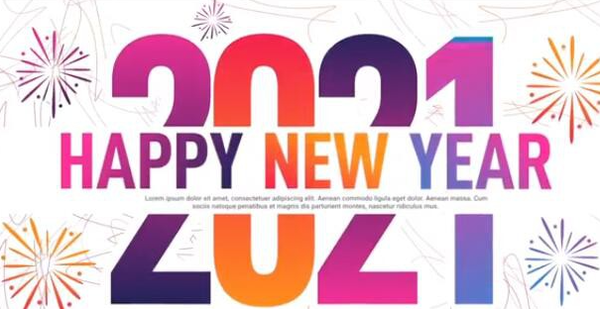 新年动画PR模板12组现代设计2021新年快乐文字标题动画