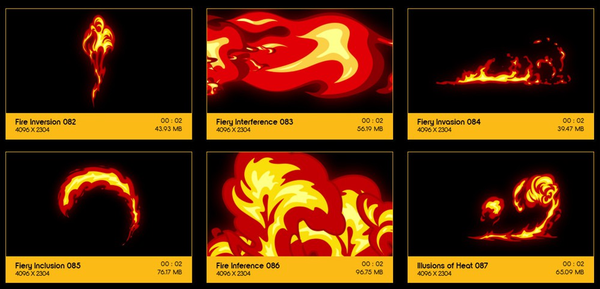 卡通火焰二维MG高清特效素材AE模板，卡通特效包装素材