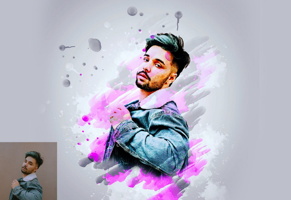 固体水彩艺术肖像Photoshop 动作 Solid Watercolor Photoshop Action