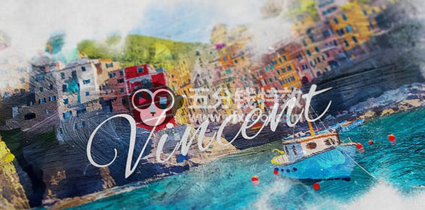 水墨滴落遮罩图片展示片头AE模板- Vincent Impressionism Titles