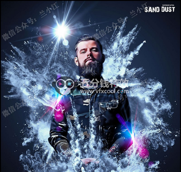烟雾迸溅效果人像数字绘画艺术图像处理特效PS动作