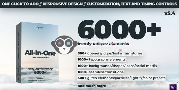 AE汉化脚本+PR预设-6000种社交媒体文字标题排版设计转场LOGO图标MG图形动画V5.4