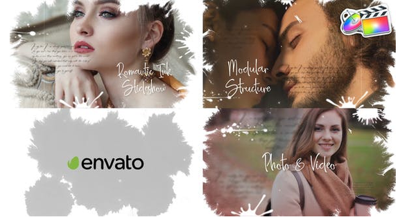 FCPX插件-10组中国风水墨晕散遮罩图文展示介绍动画 Ink Slideshow