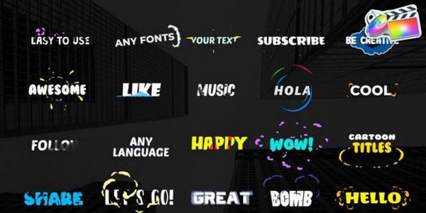 20组动漫卡通文字标题动画FCPX插件- Cartoon Titles